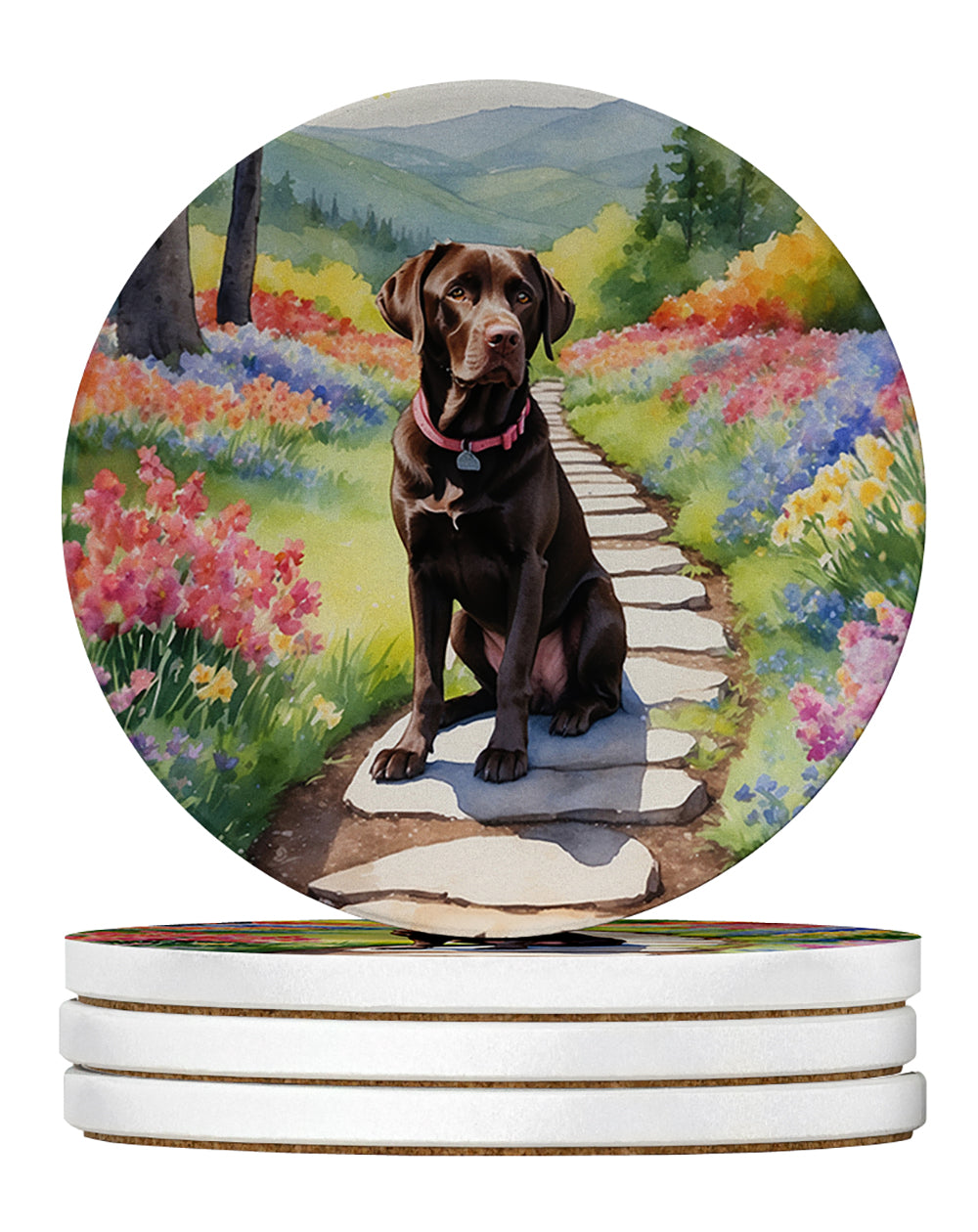 Buy this Labrador Retriever Spring Path Large Sandstone Coasters Pack of 4