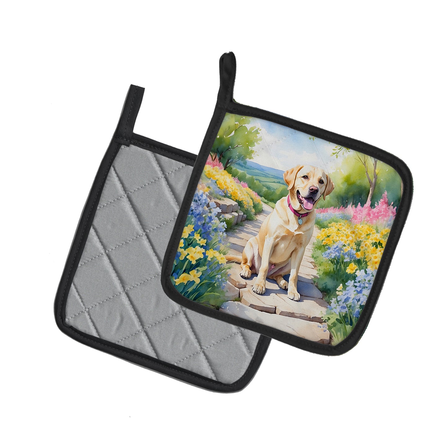 Labrador Retriever Spring Path Pair of Pot Holders