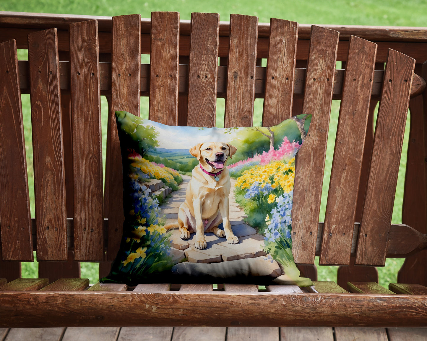 Labrador Retriever Spring Path Throw Pillow