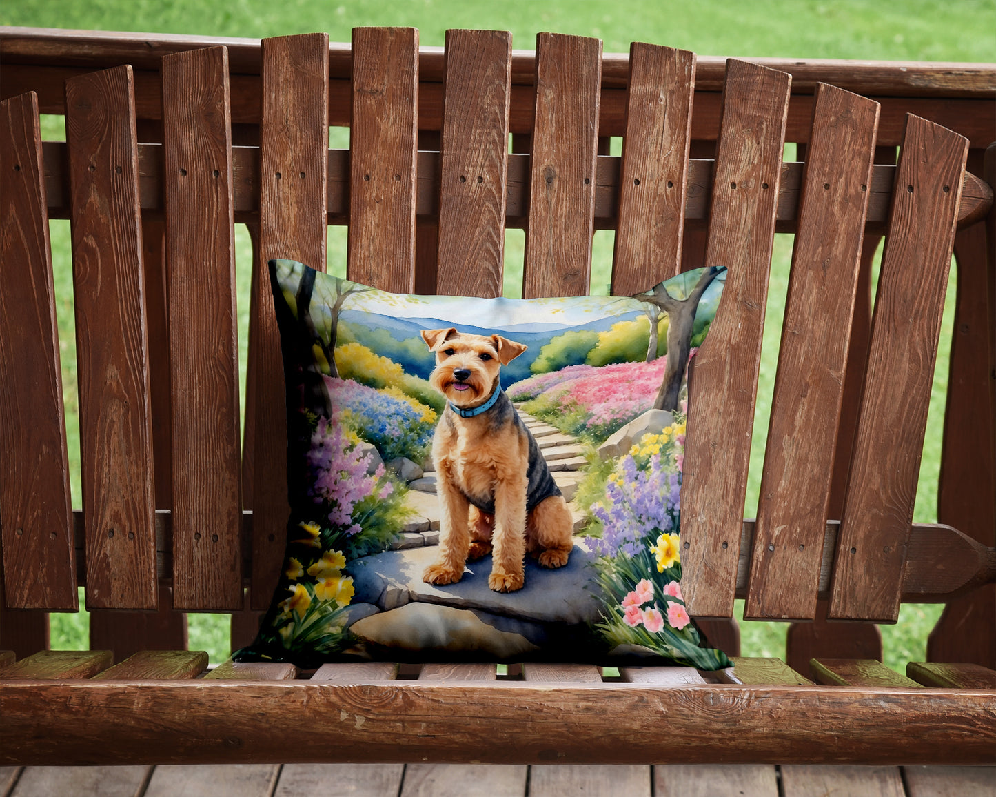 Lakeland Terrier Spring Path Throw Pillow