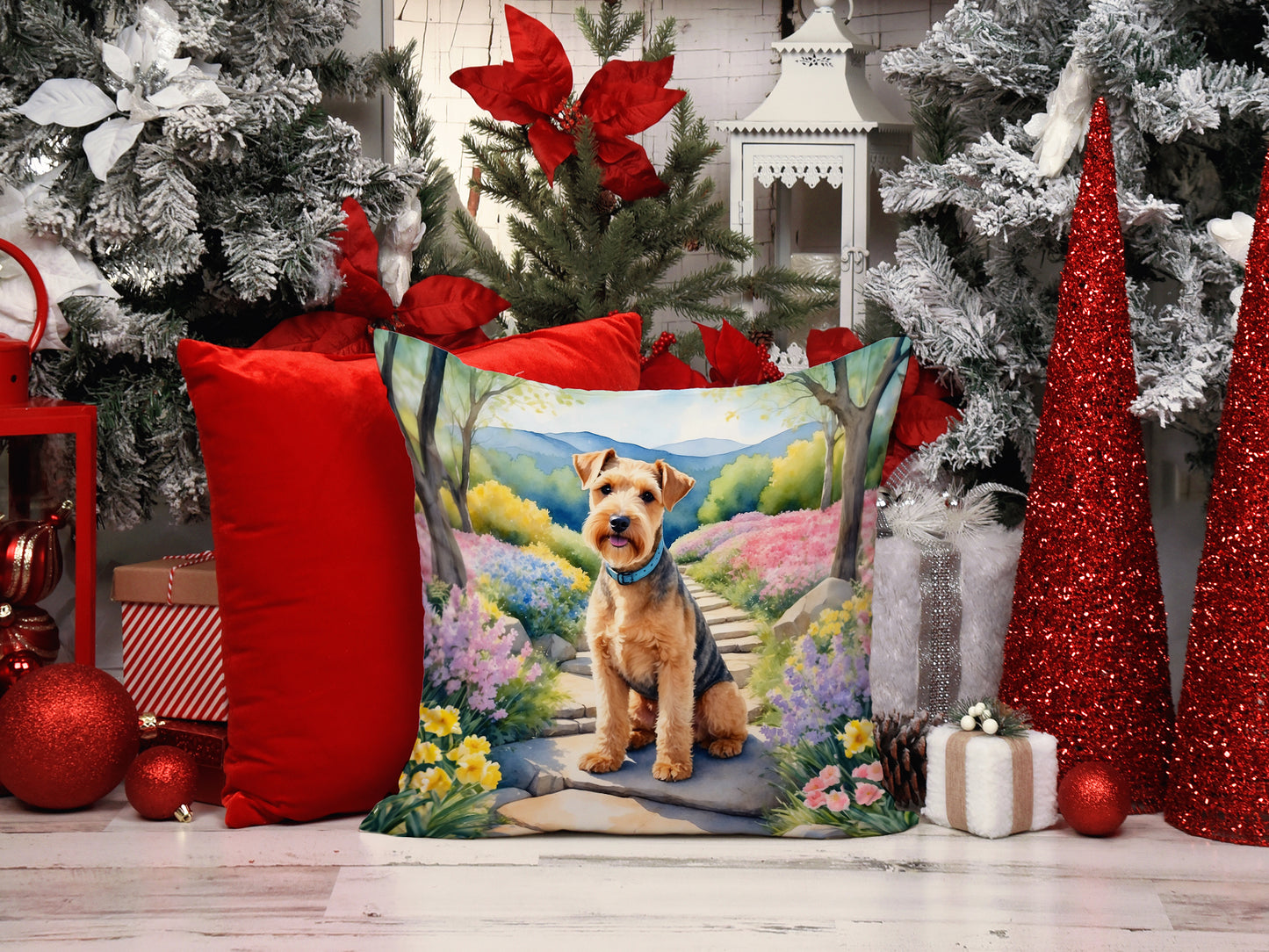 Lakeland Terrier Spring Path Throw Pillow