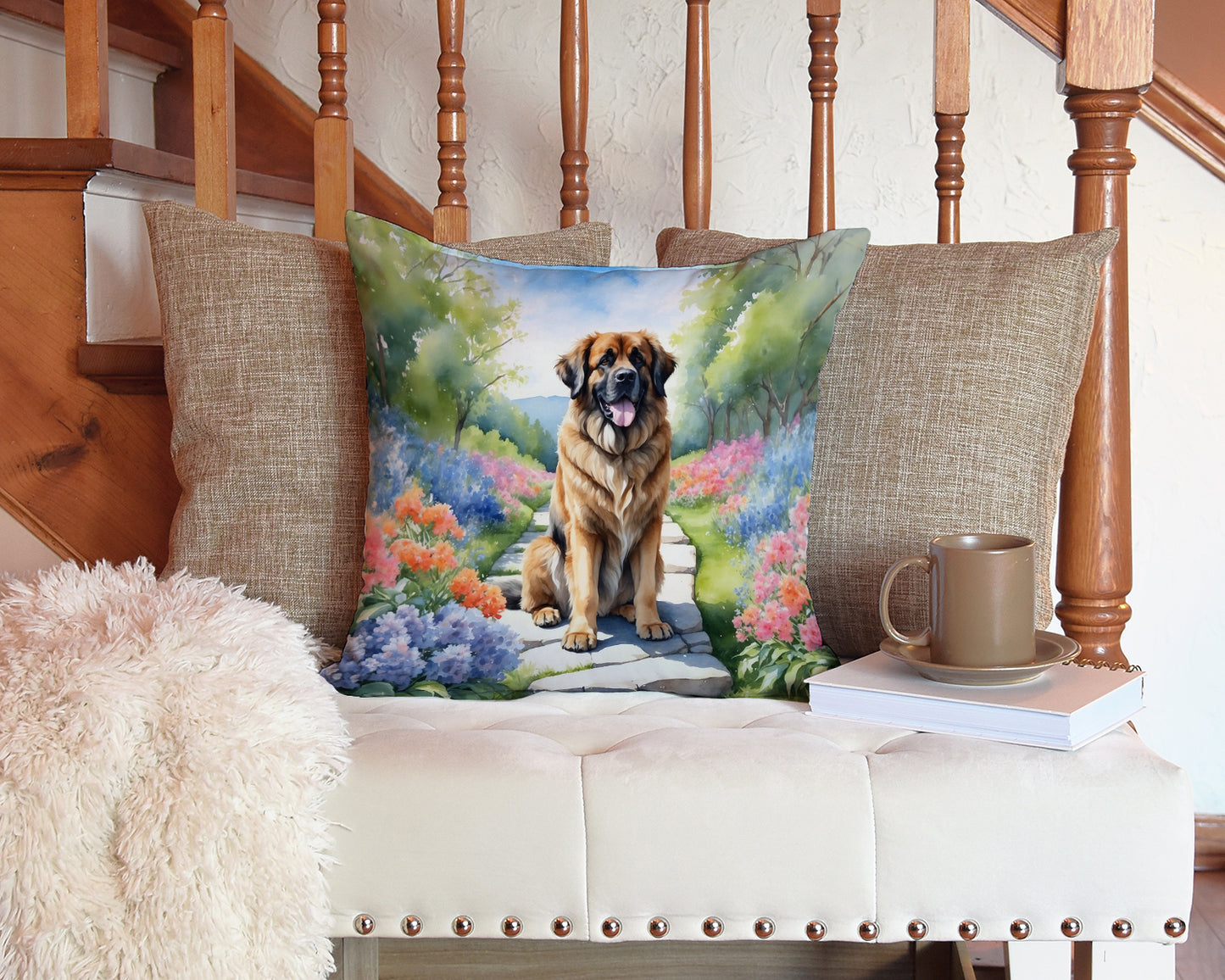 Leonberger Spring Path Throw Pillow