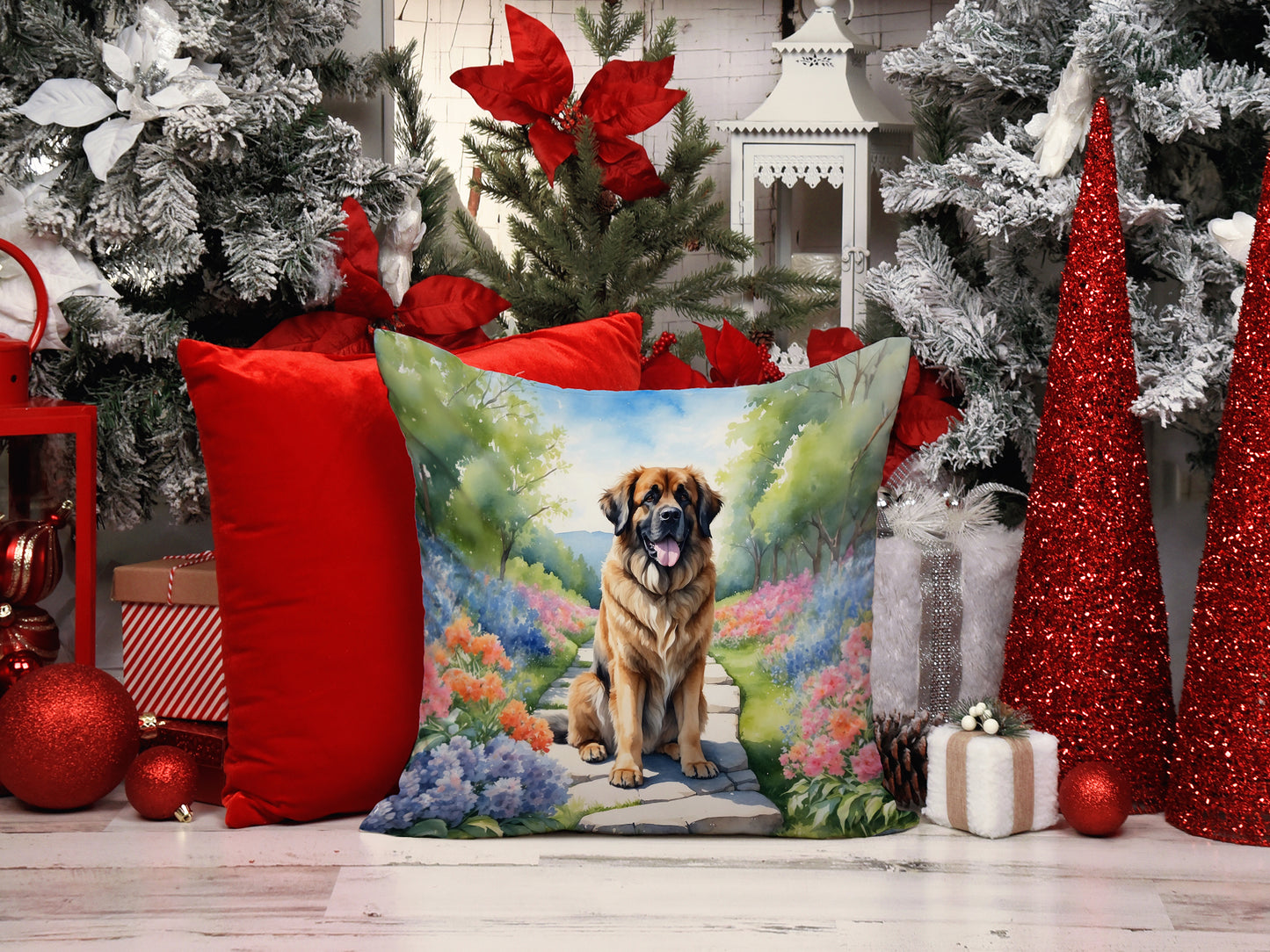 Leonberger Spring Path Throw Pillow