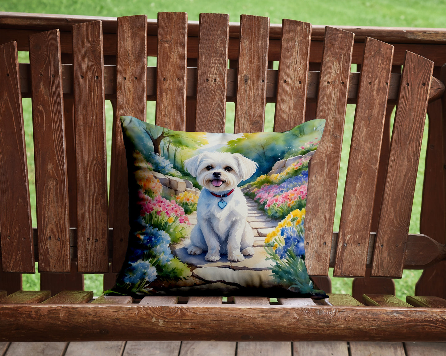 Maltese Spring Path Throw Pillow