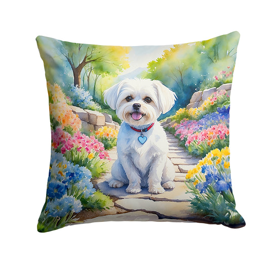 Buy this Maltese Spring Path Throw Pillow