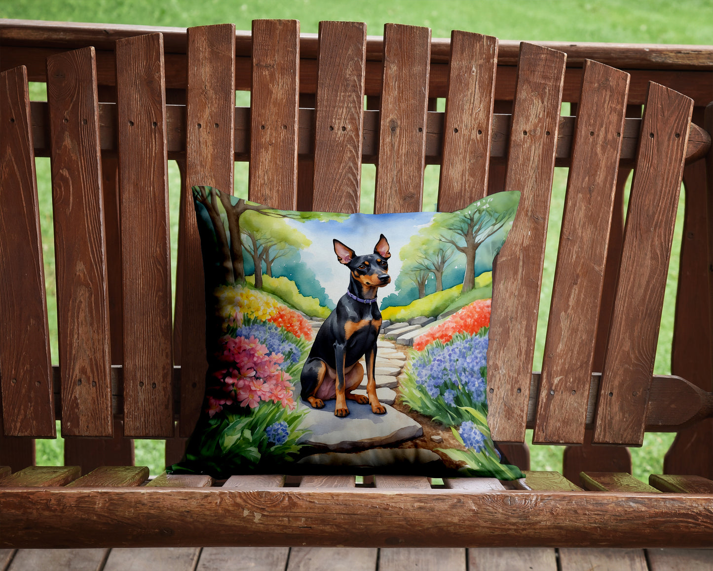 Manchester Terrier Spring Path Throw Pillow