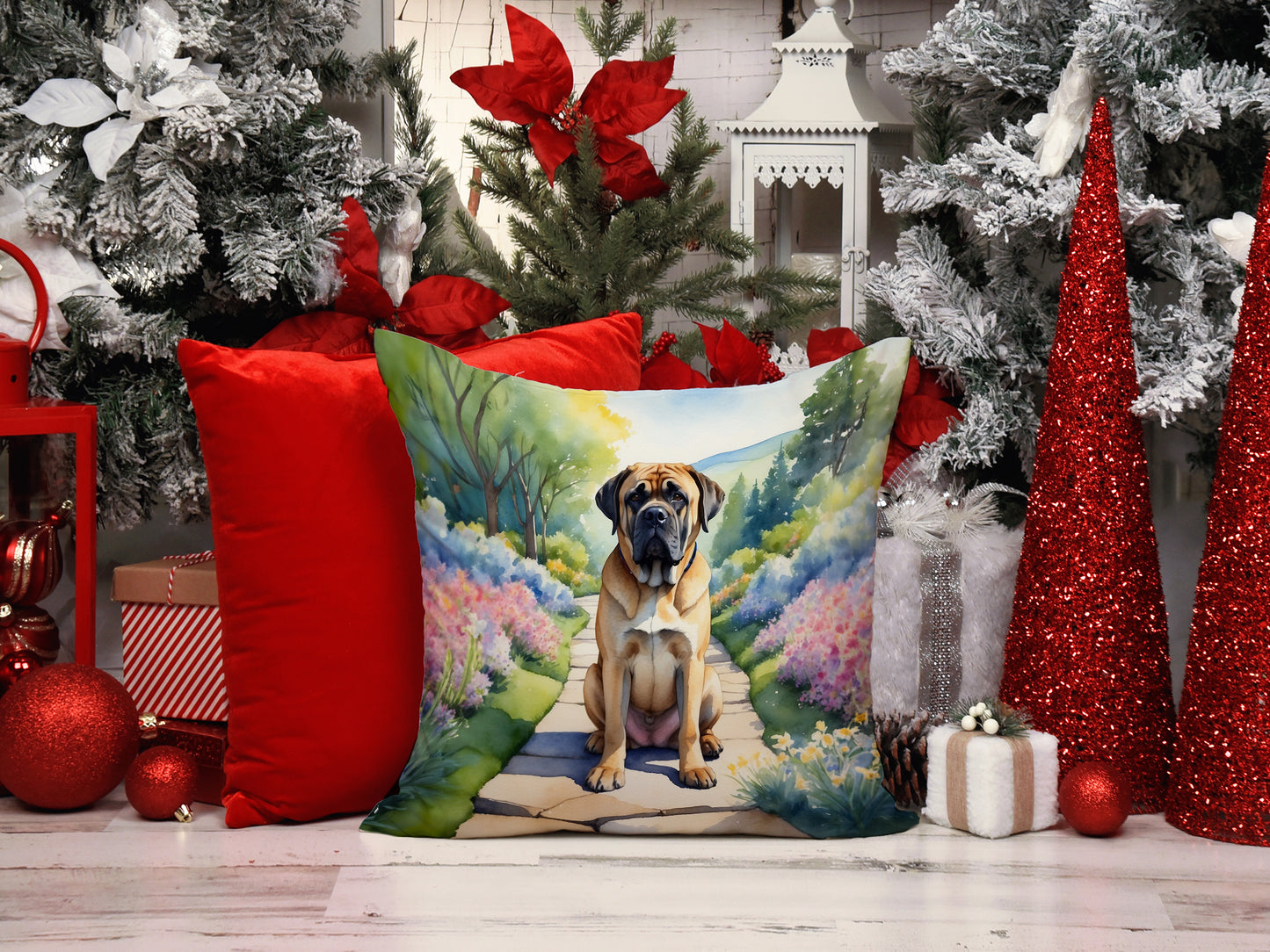 Mastiff Spring Path Throw Pillow