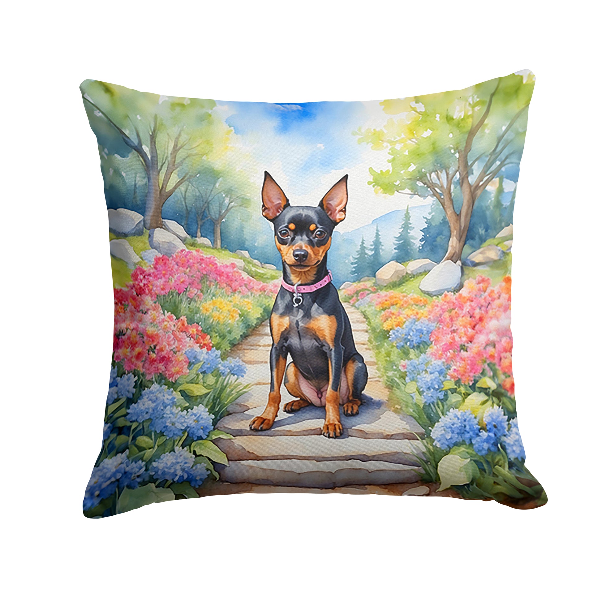 Buy this Miniature Pinscher Spring Path Throw Pillow