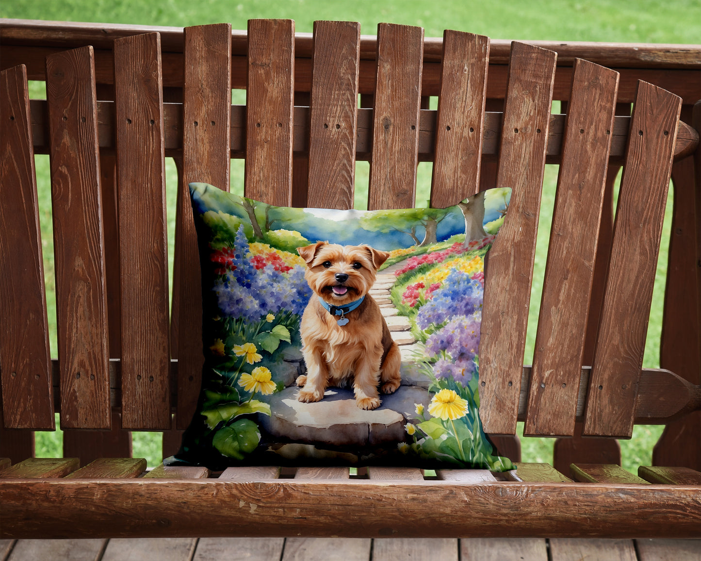 Norfolk Terrier Spring Path Throw Pillow