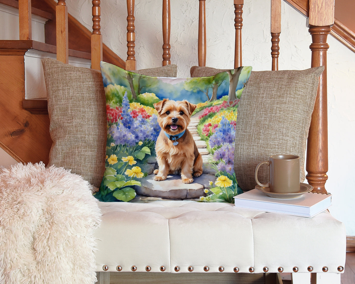 Norfolk Terrier Spring Path Throw Pillow