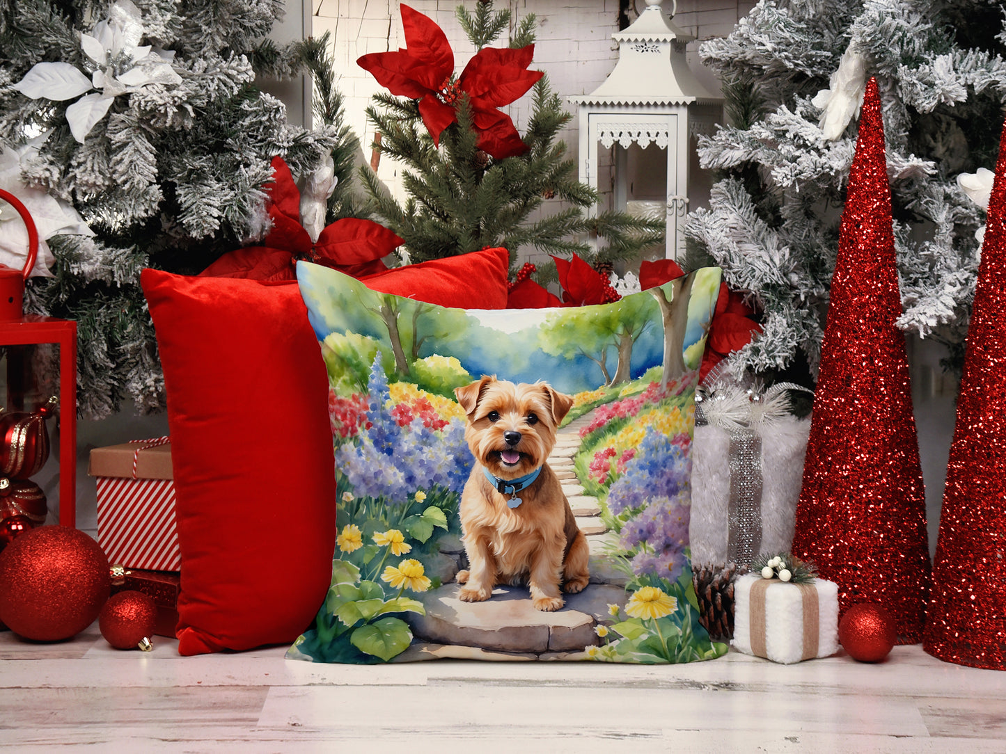 Norfolk Terrier Spring Path Throw Pillow