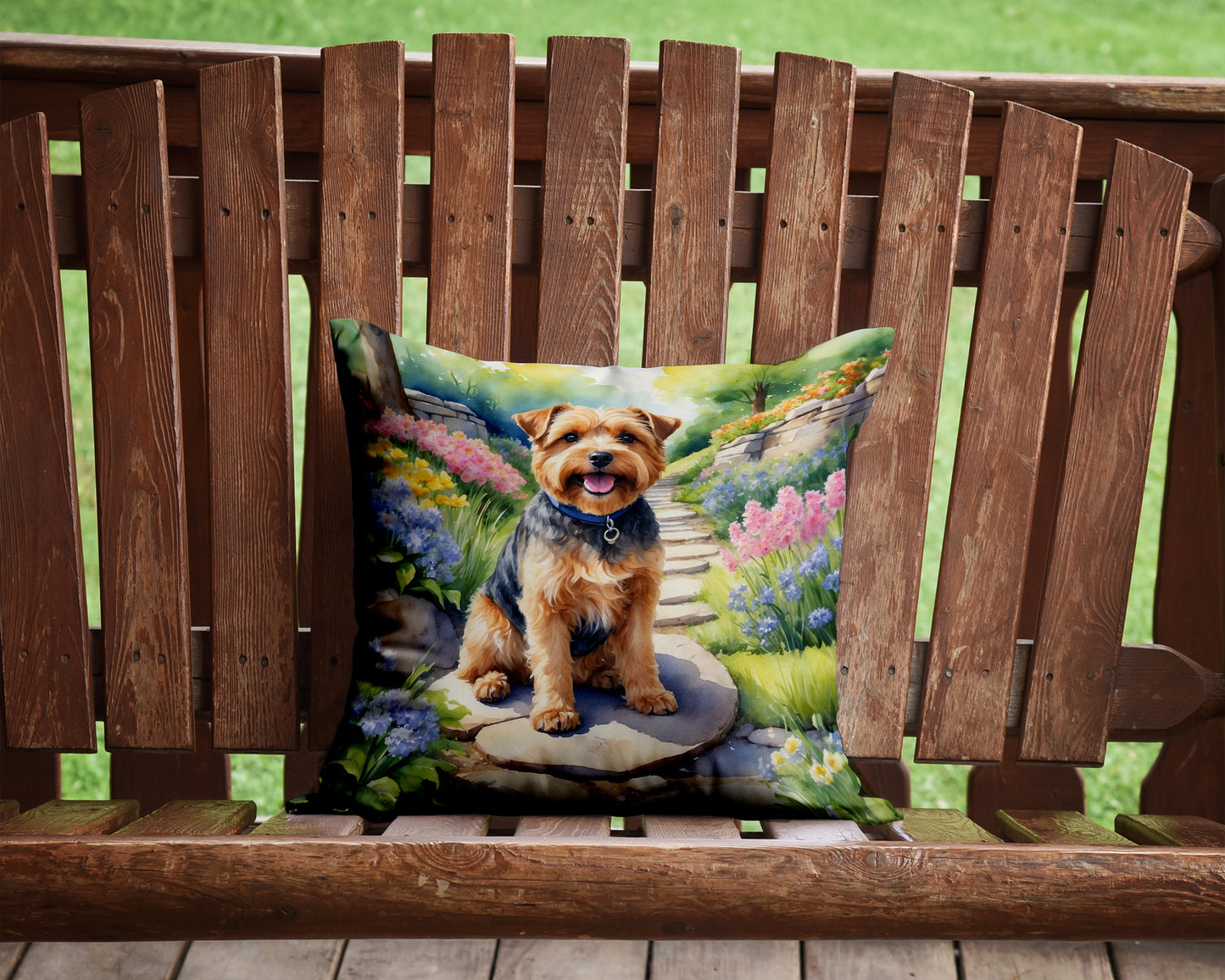 Norfolk Terrier Spring Path Throw Pillow