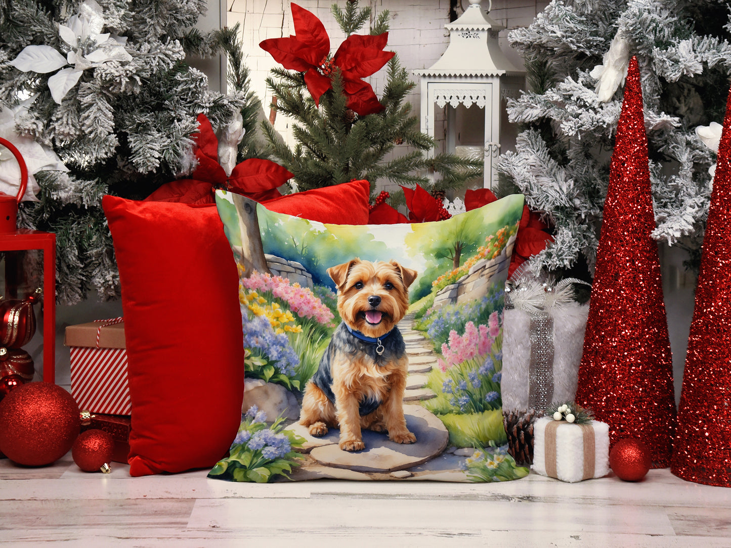 Norfolk Terrier Spring Path Throw Pillow