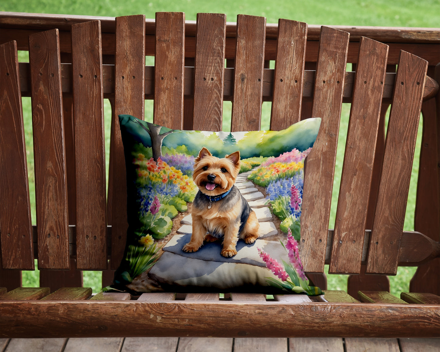 Norwich Terrier Spring Path Throw Pillow