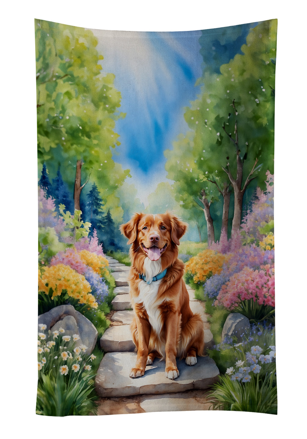 Buy this Nova Scotia Duck Tolling Retriever Spring Path Kitchen Towel