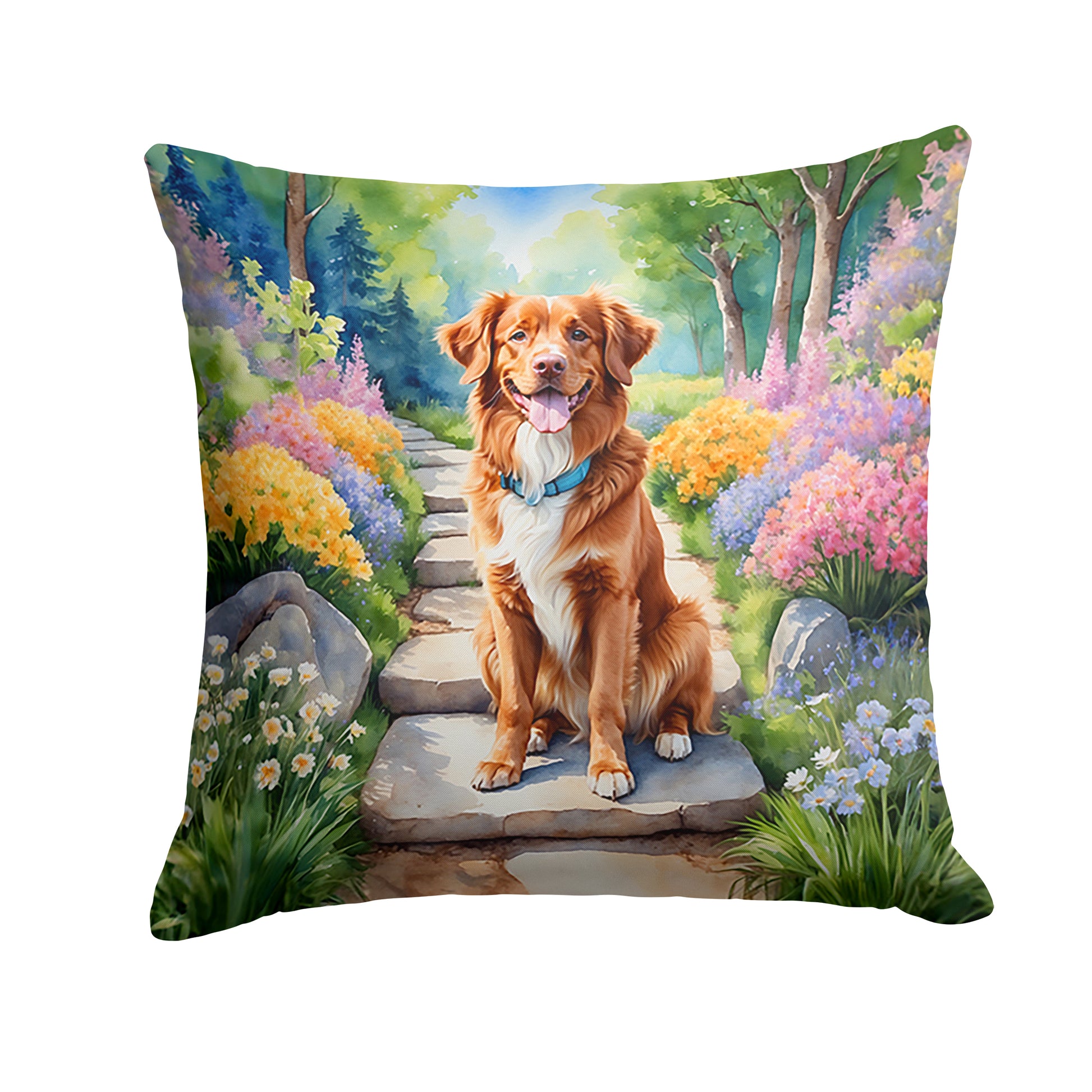 Buy this Nova Scotia Duck Tolling Retriever Spring Path Throw Pillow