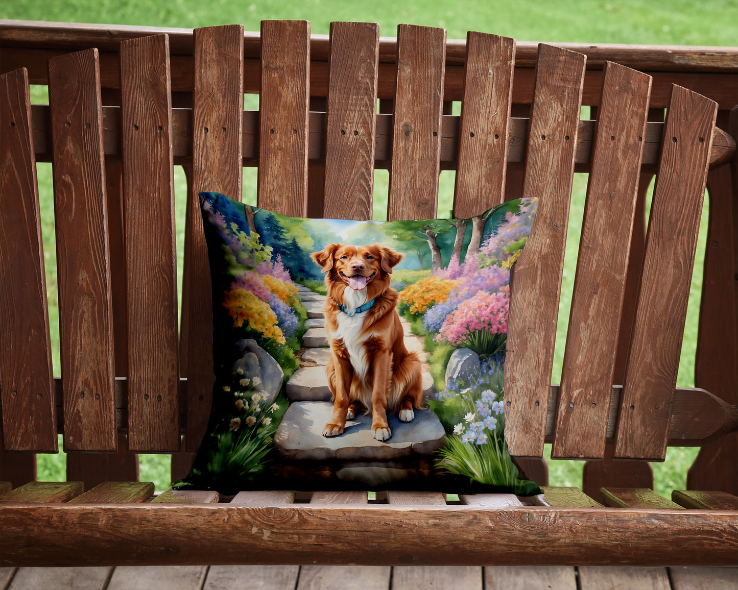 Nova Scotia Duck Tolling Retriever Spring Path Throw Pillow