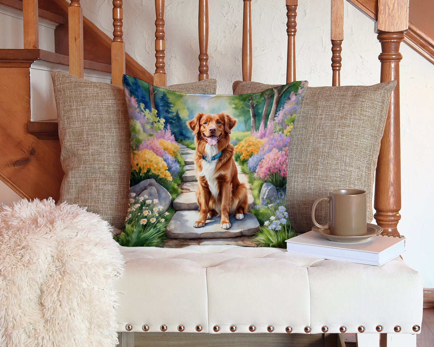 Nova Scotia Duck Tolling Retriever Spring Path Throw Pillow