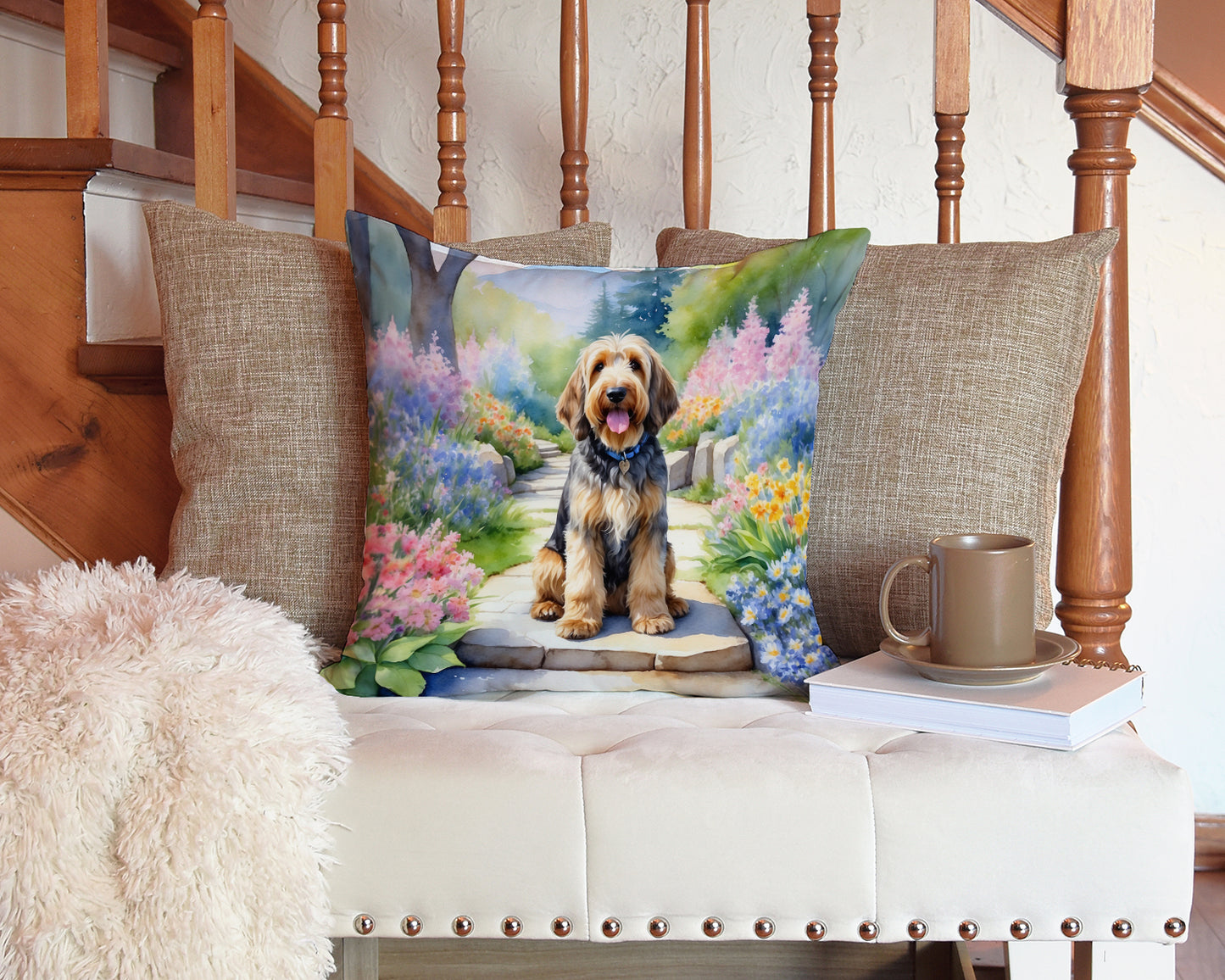 Otterhound Spring Path Throw Pillow