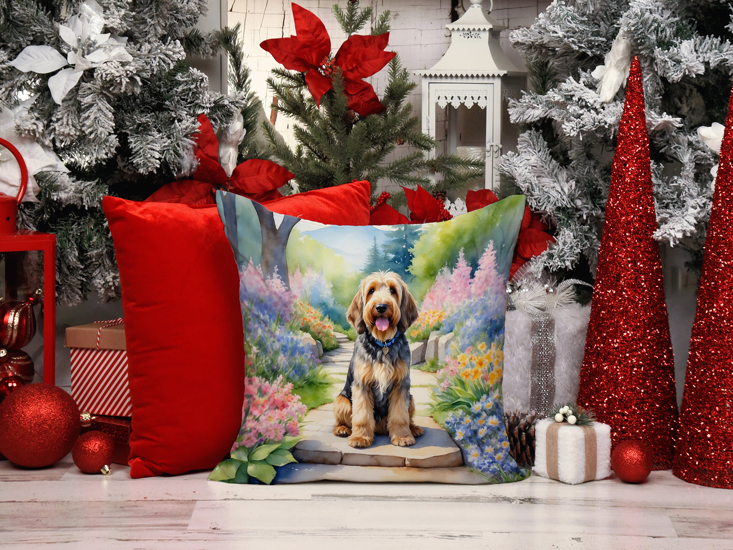 Otterhound Spring Path Throw Pillow