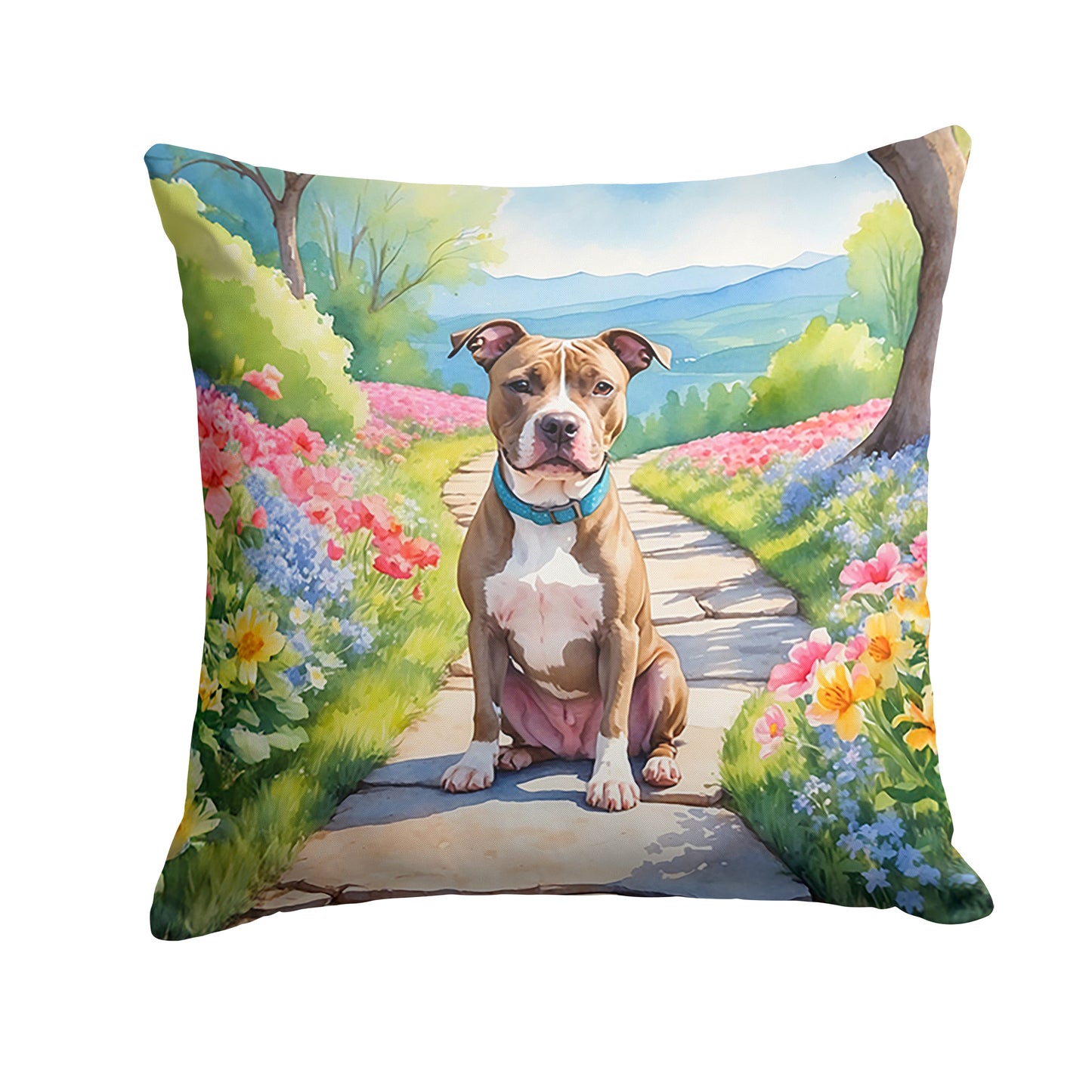 Buy this Pit Bull Terrier Spring Path Throw Pillow