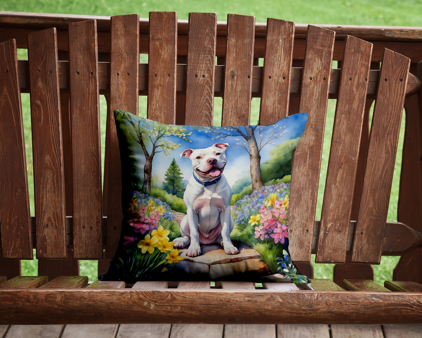 Pit Bull Terrier Spring Path Throw Pillow