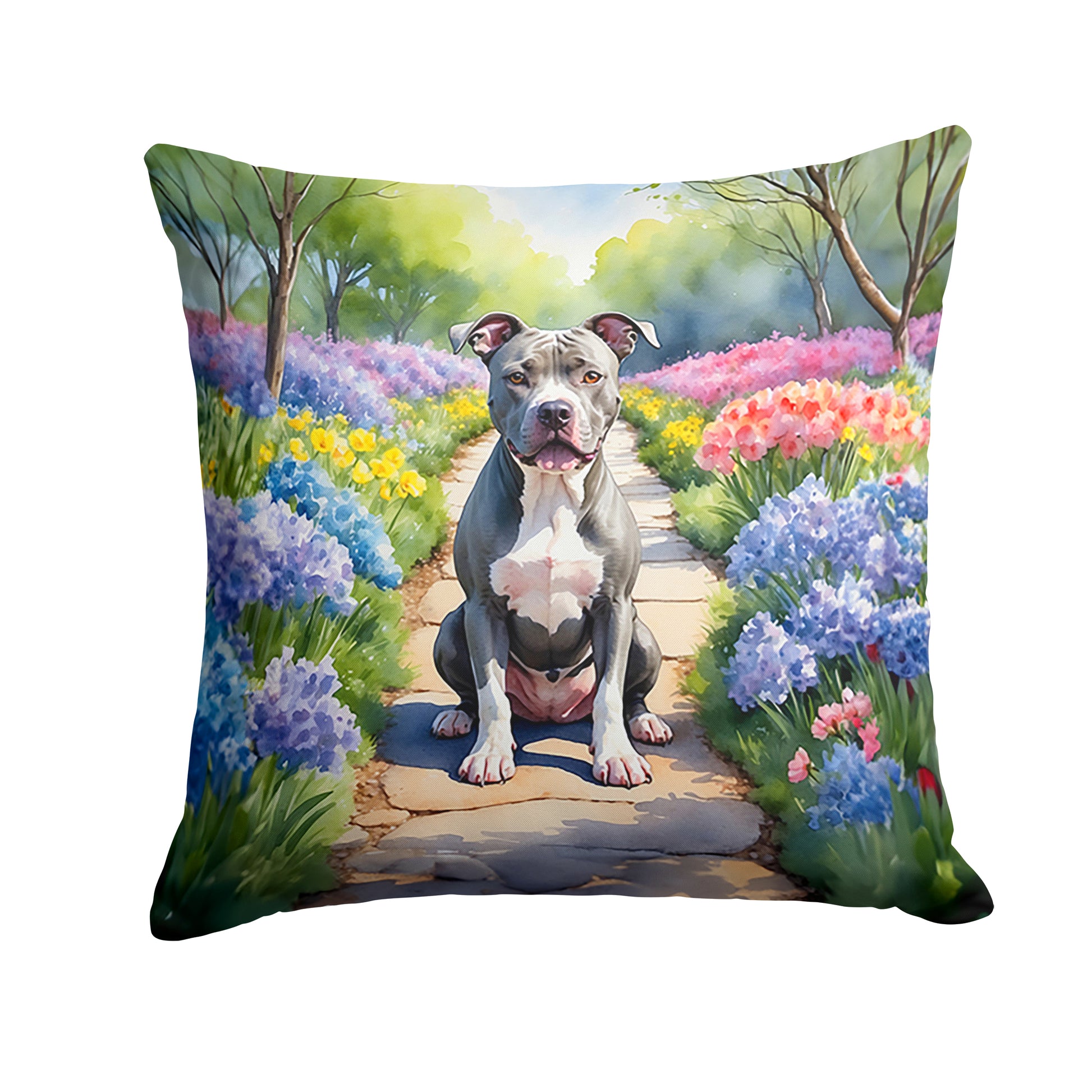 Buy this Pit Bull Terrier Spring Path Throw Pillow