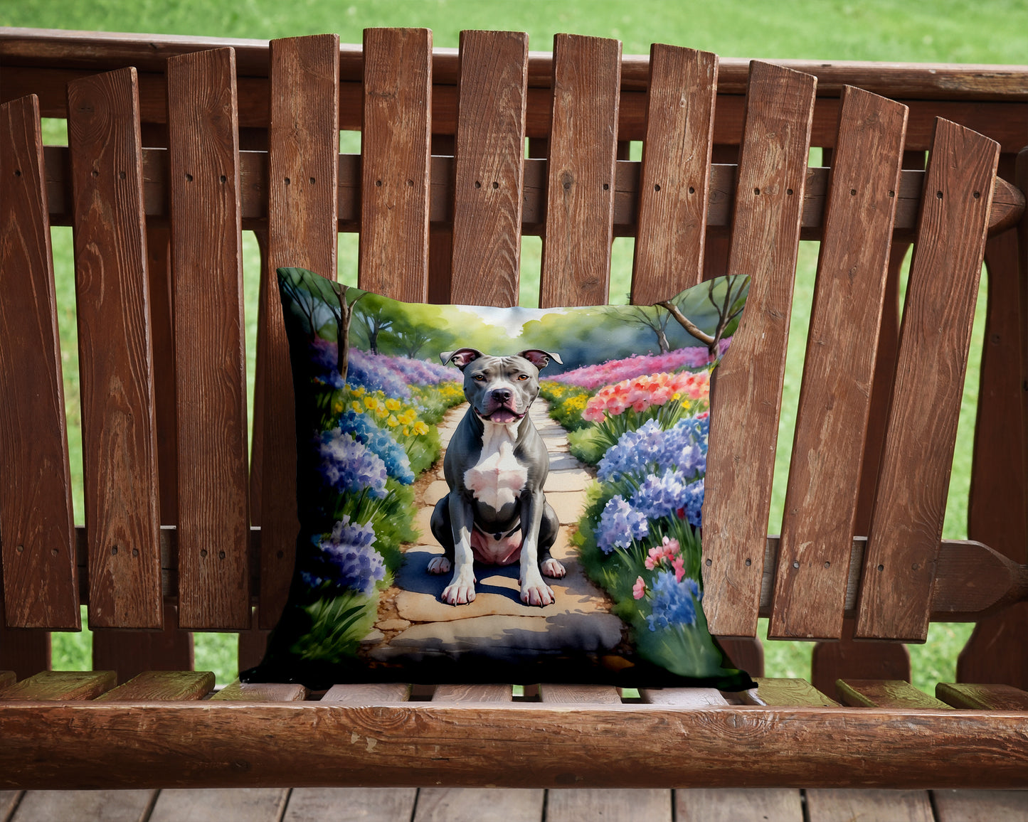 Pit Bull Terrier Spring Path Throw Pillow