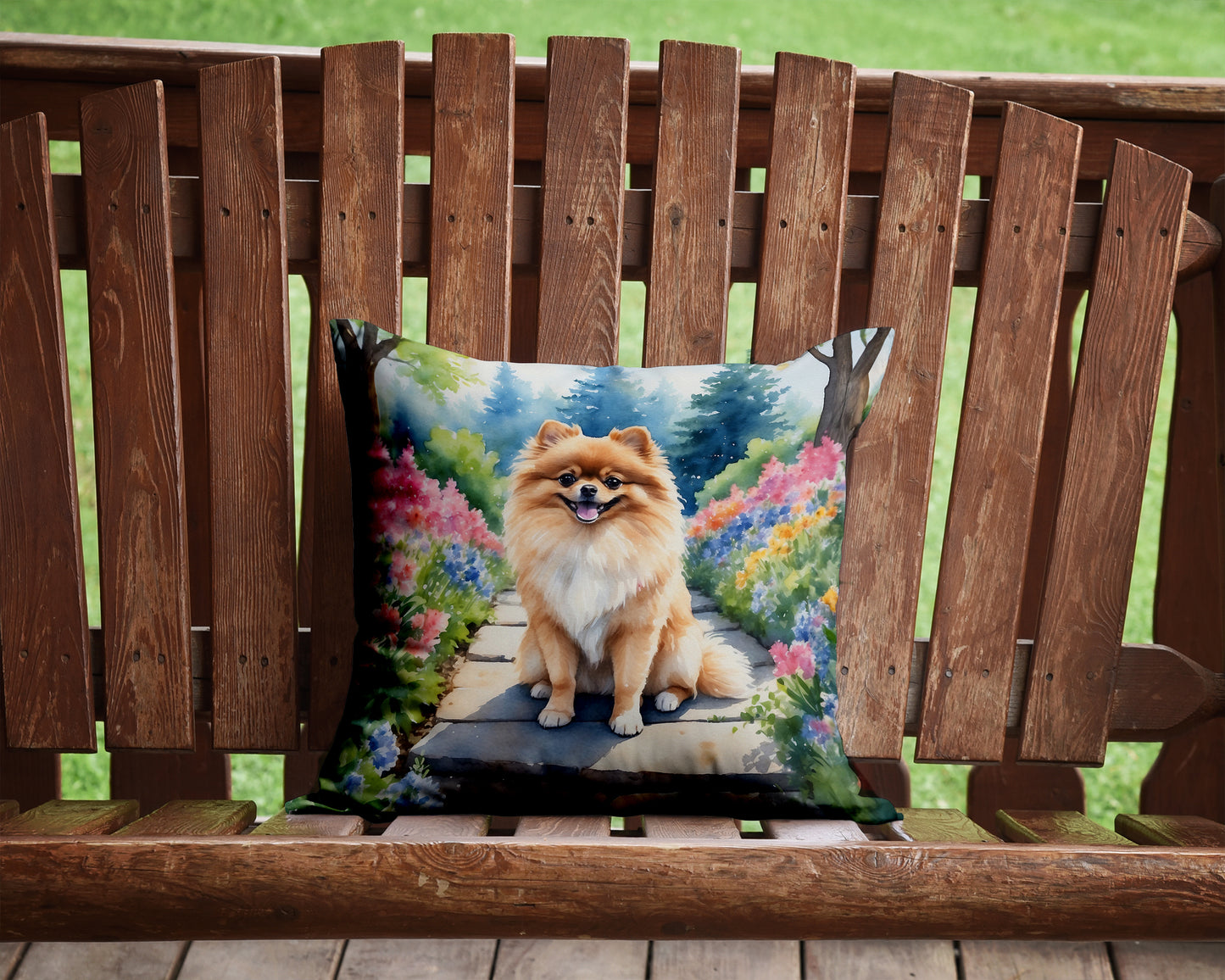 Pomeranian Spring Path Throw Pillow