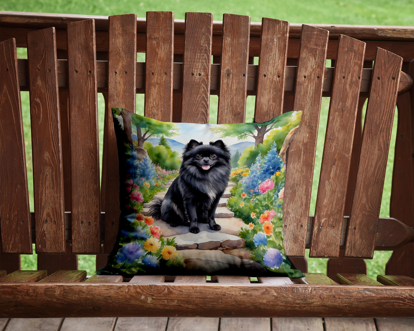 Pomeranian Spring Path Throw Pillow