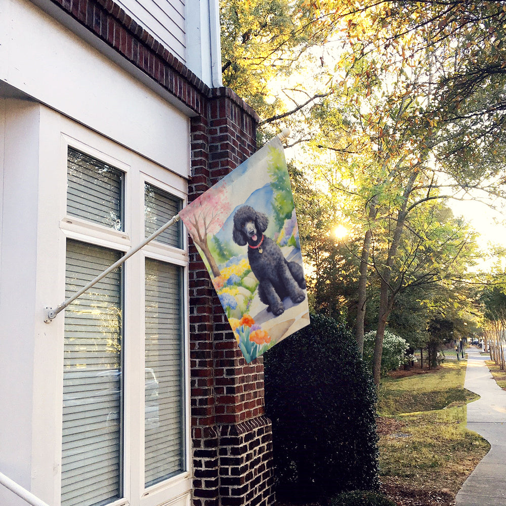 Black Poodle Spring Path House Flag