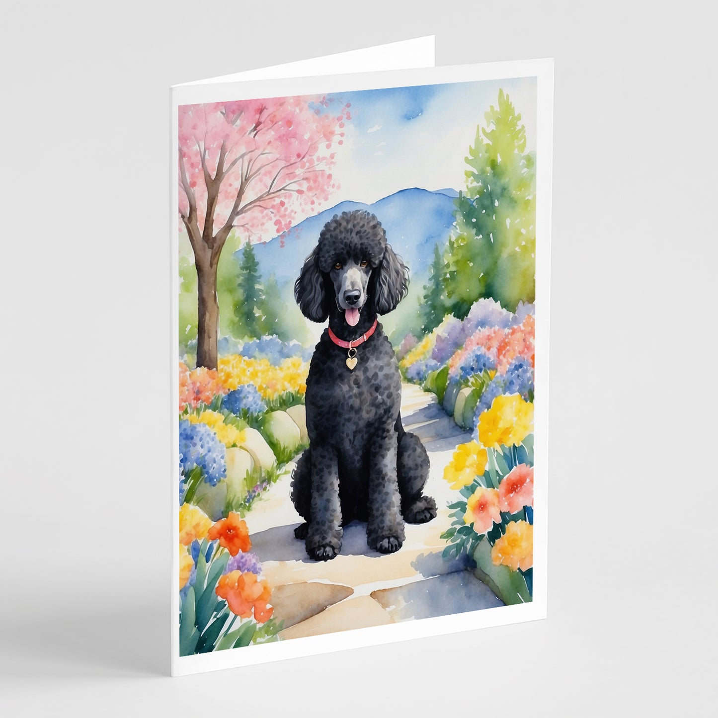 Buy this Black Poodle Spring Path Greeting Cards Pack of 8