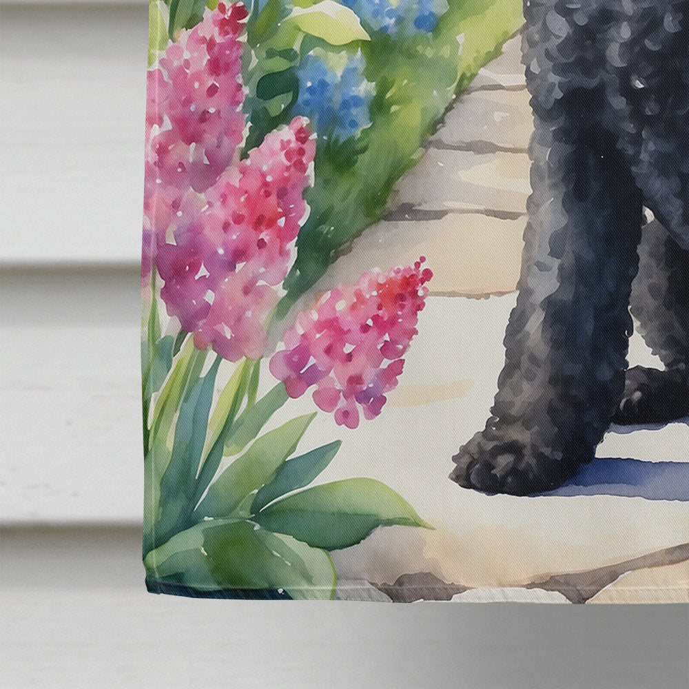 Black Poodle Spring Path House Flag