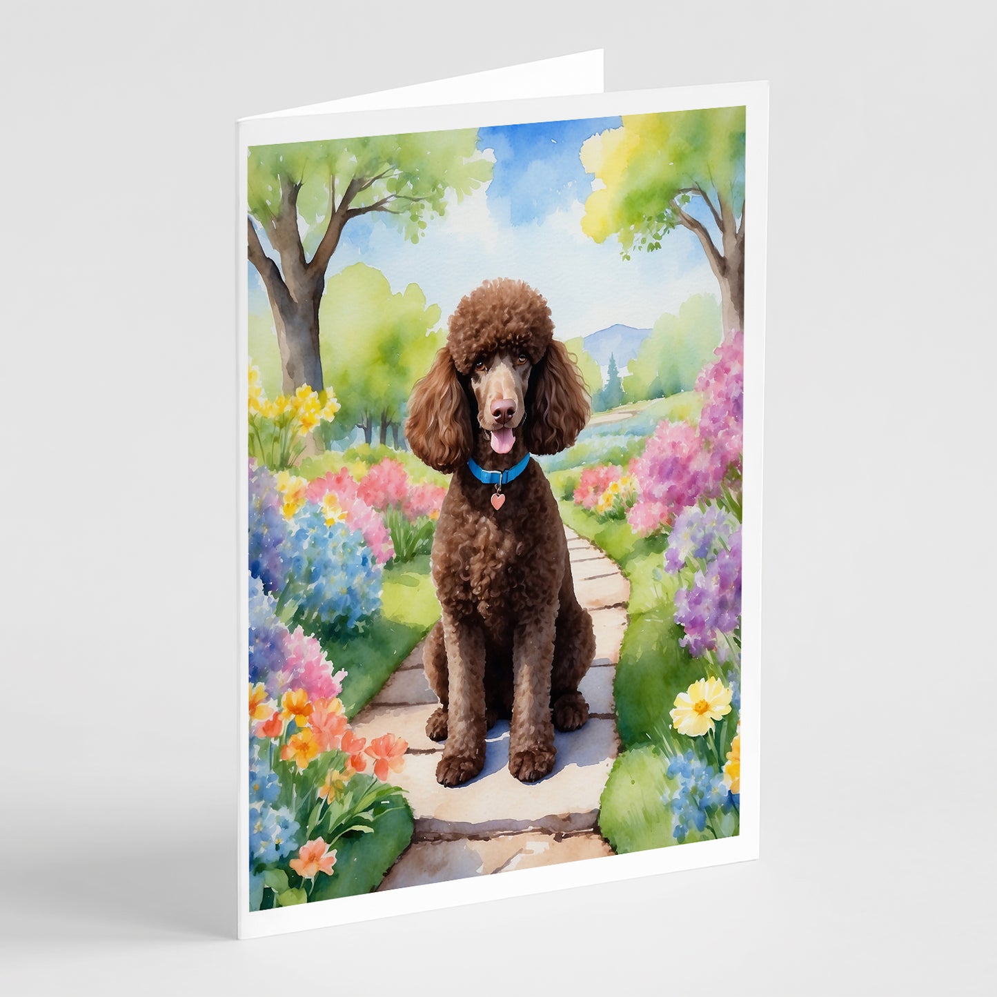 Buy this Chocolate Poodle Spring Path Greeting Cards Pack of 8