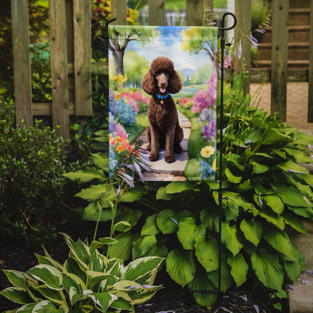 Chocolate Poodle Spring Path Garden Flag