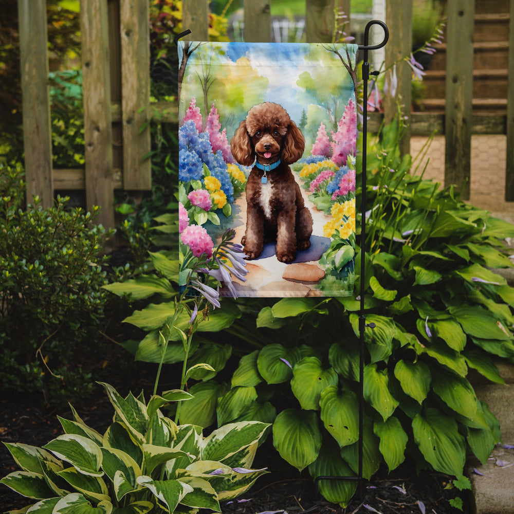 Chocolate Poodle Spring Path Garden Flag