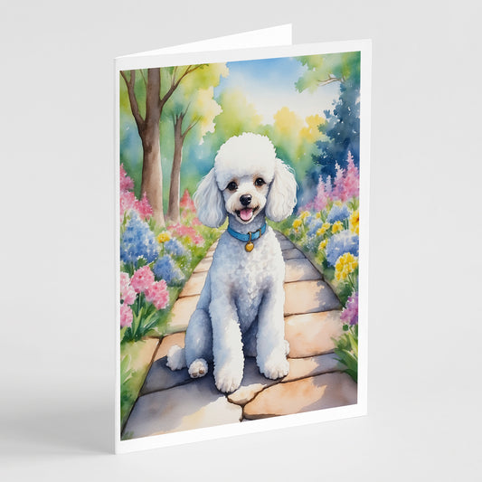 Buy this White Poodle Spring Path Greeting Cards Pack of 8