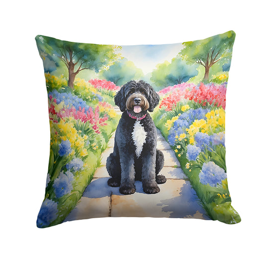 Buy this Portuguese Water Dog Spring Path Throw Pillow