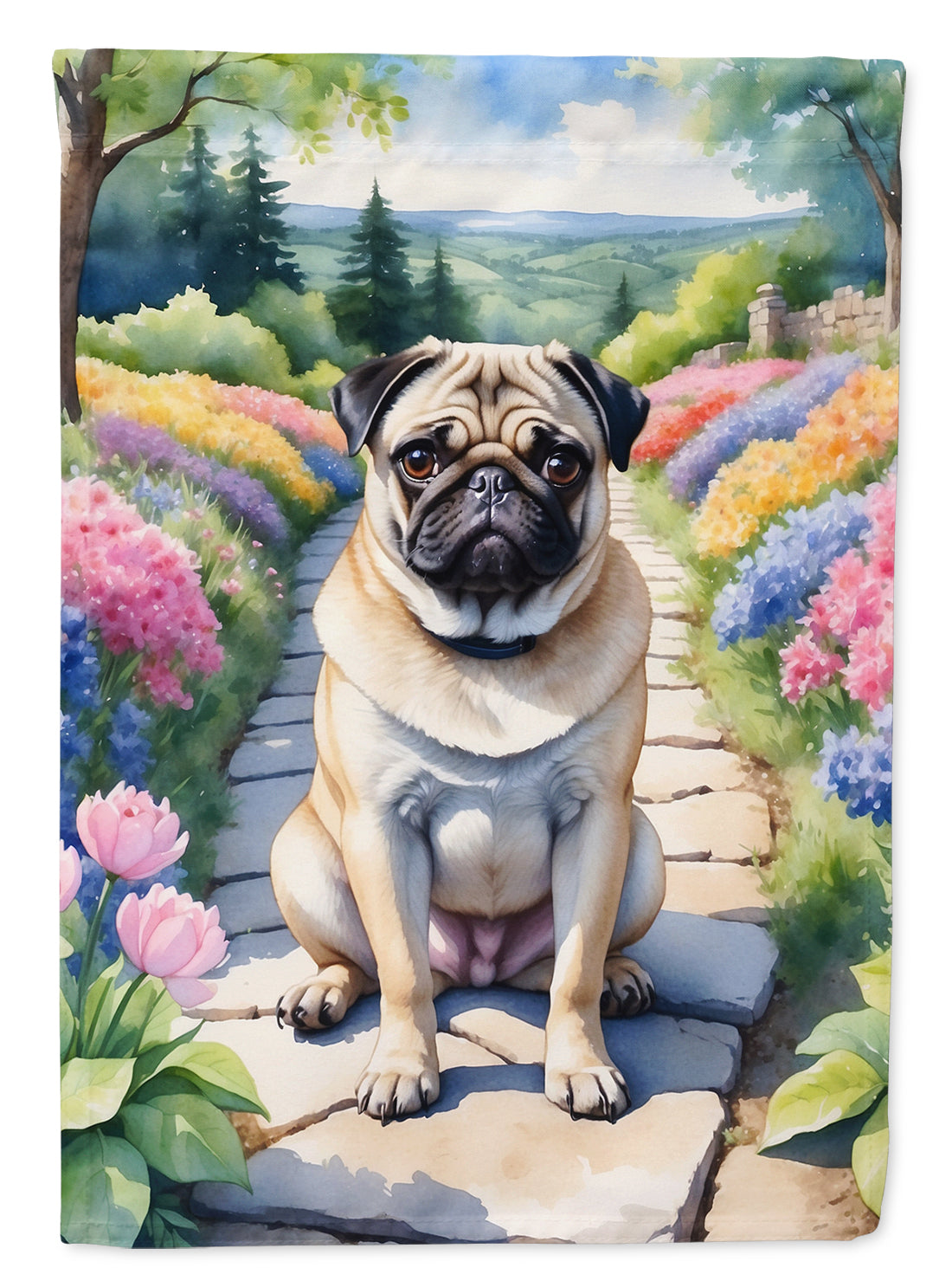 Buy this Pug Spring Path House Flag