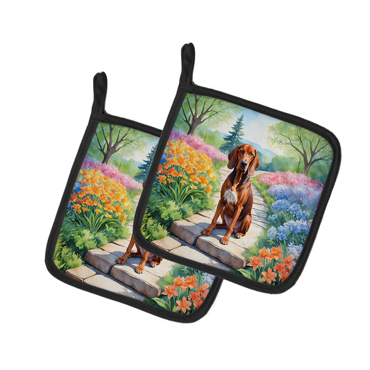 Buy this Redbone Coonhound Spring Path Pair of Pot Holders