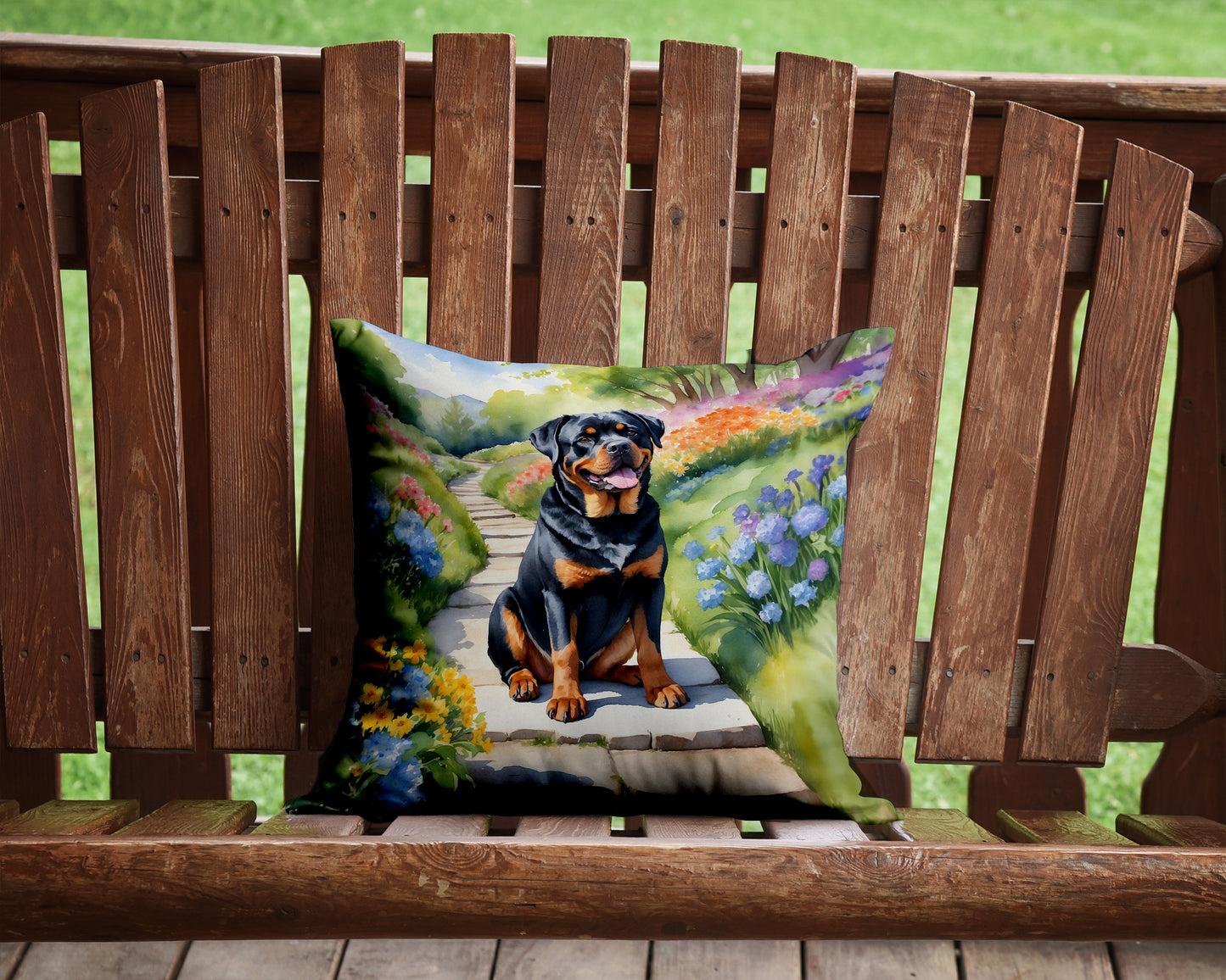 Rottweiler Spring Path Throw Pillow