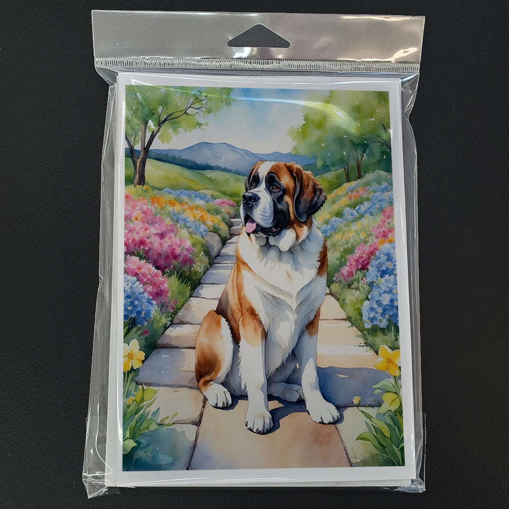 Saint Bernard Spring Path Greeting Cards Pack of 8