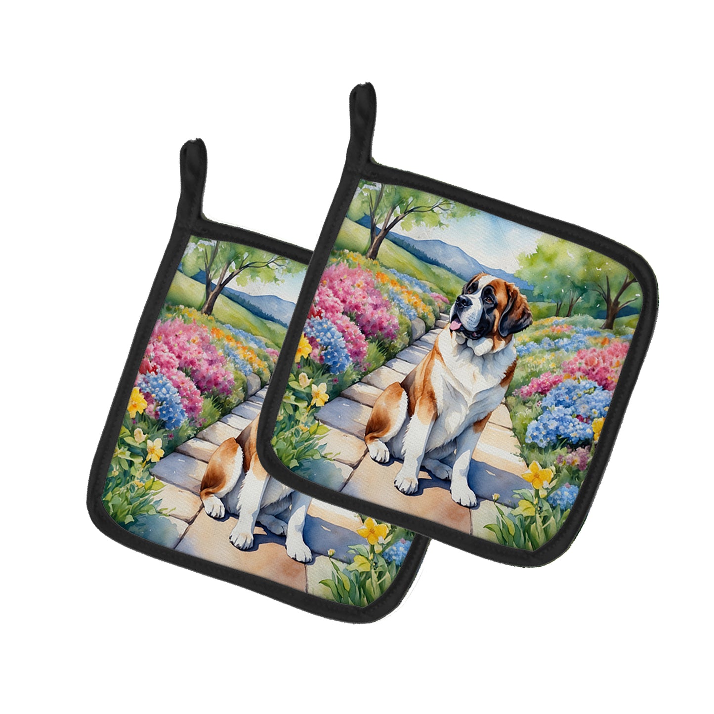 Buy this Saint Bernard Spring Path Pair of Pot Holders