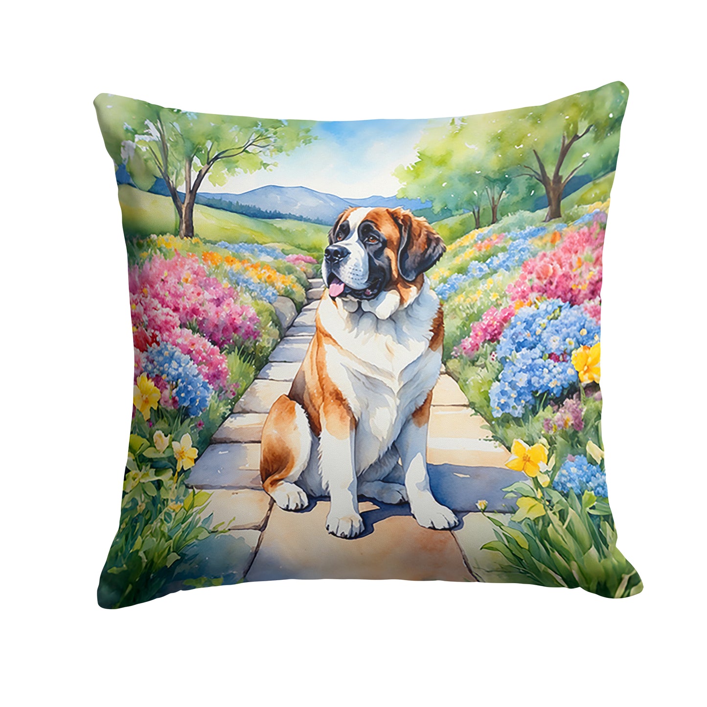 Buy this Saint Bernard Spring Path Throw Pillow