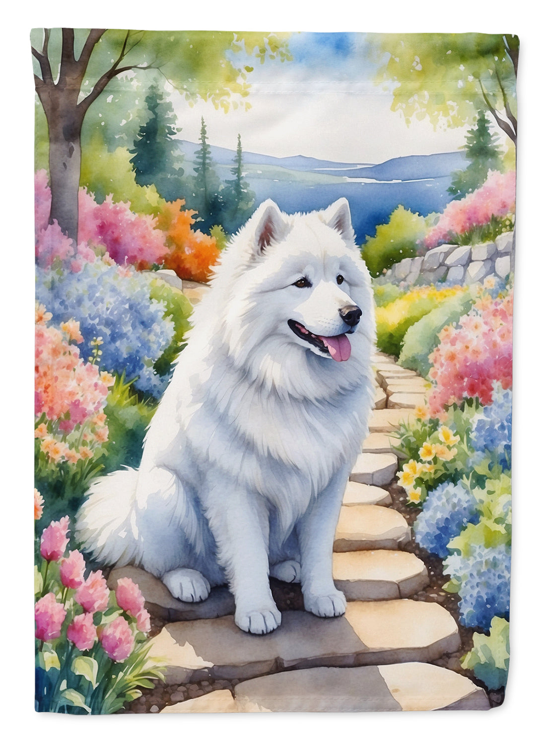 Buy this Samoyed Spring Path Garden Flag