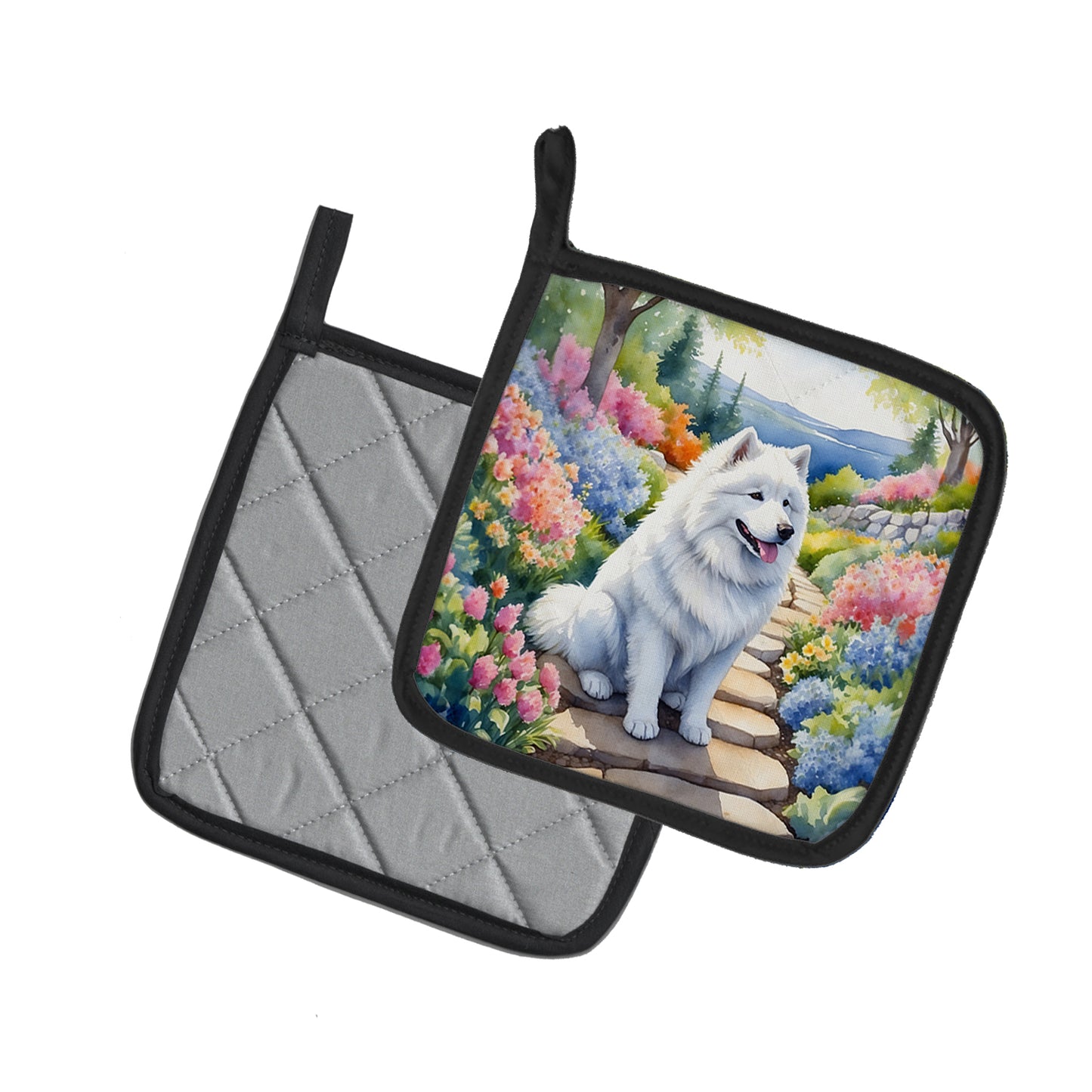 Samoyed Spring Path Pair of Pot Holders