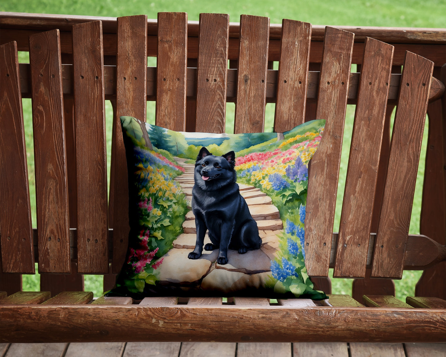 Schipperke Spring Path Throw Pillow