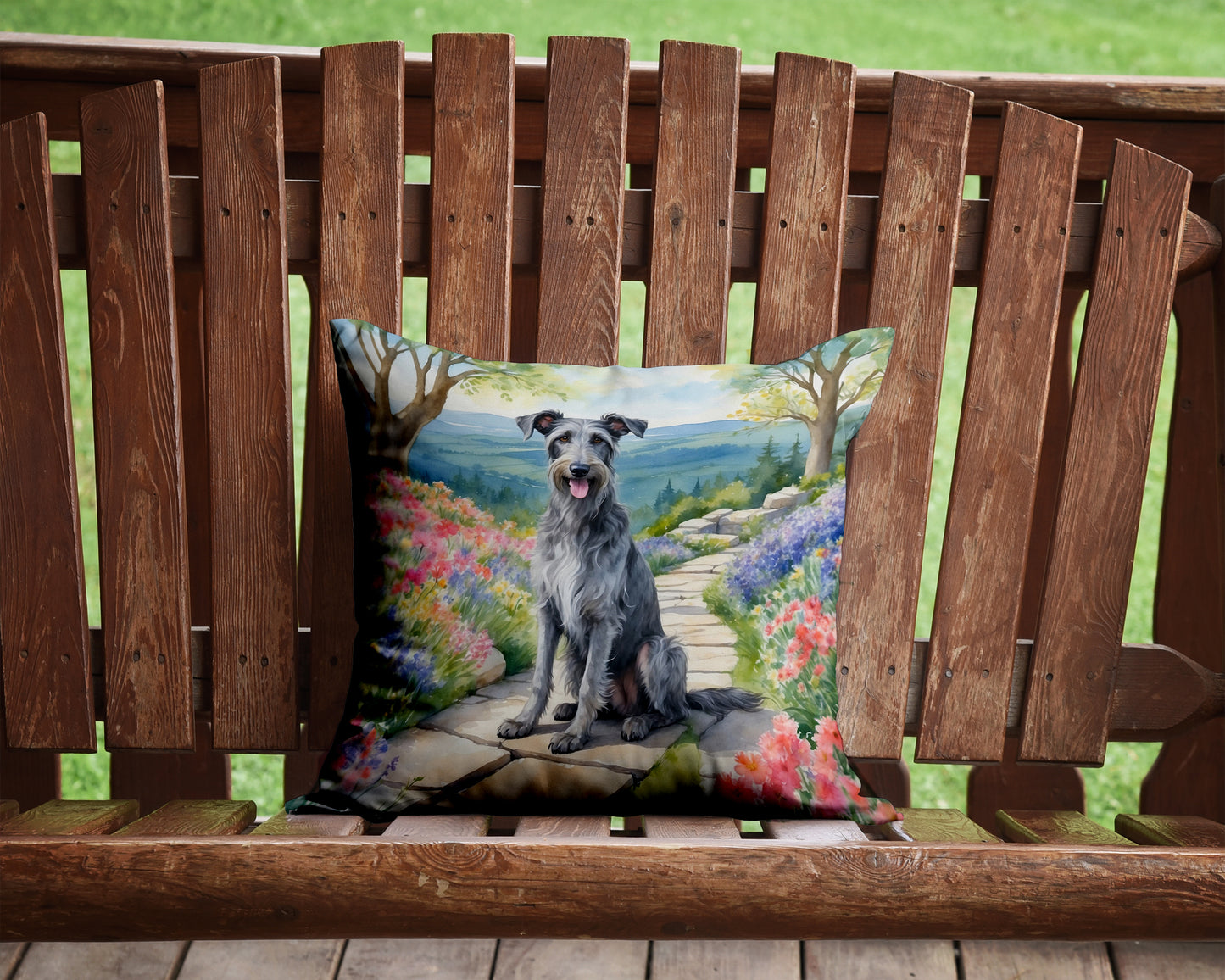 Scottish Deerhound Spring Path Throw Pillow