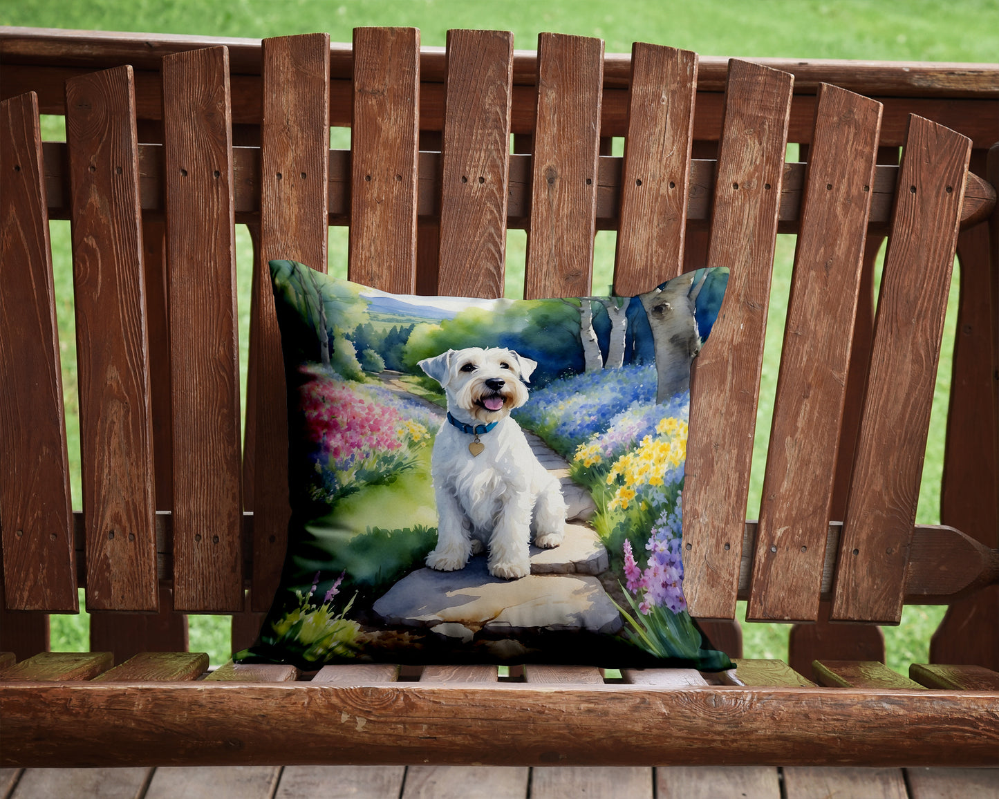 Sealyham Terrier Spring Path Throw Pillow
