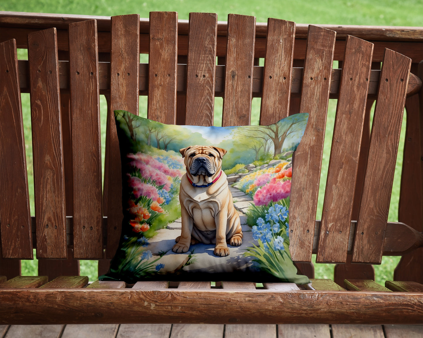 Shar Pei Spring Path Throw Pillow